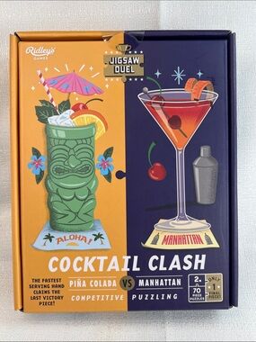 Cocktail clash, piña colada versus Manhattan. Puzzles.